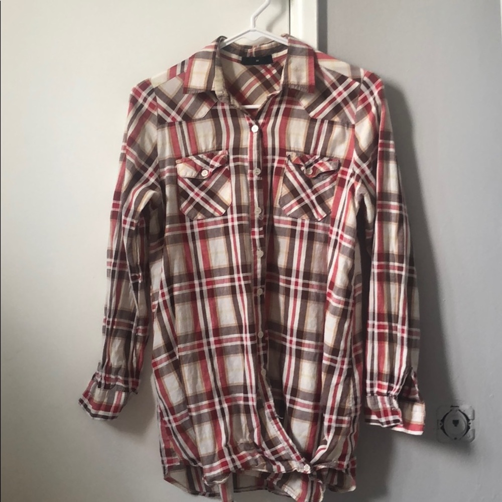UGIZ women long plaid shirt